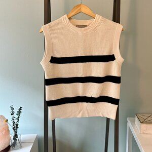 EVERLANE The Cotton Summer Sweater Tank (Cream/White w/ Black stripes)